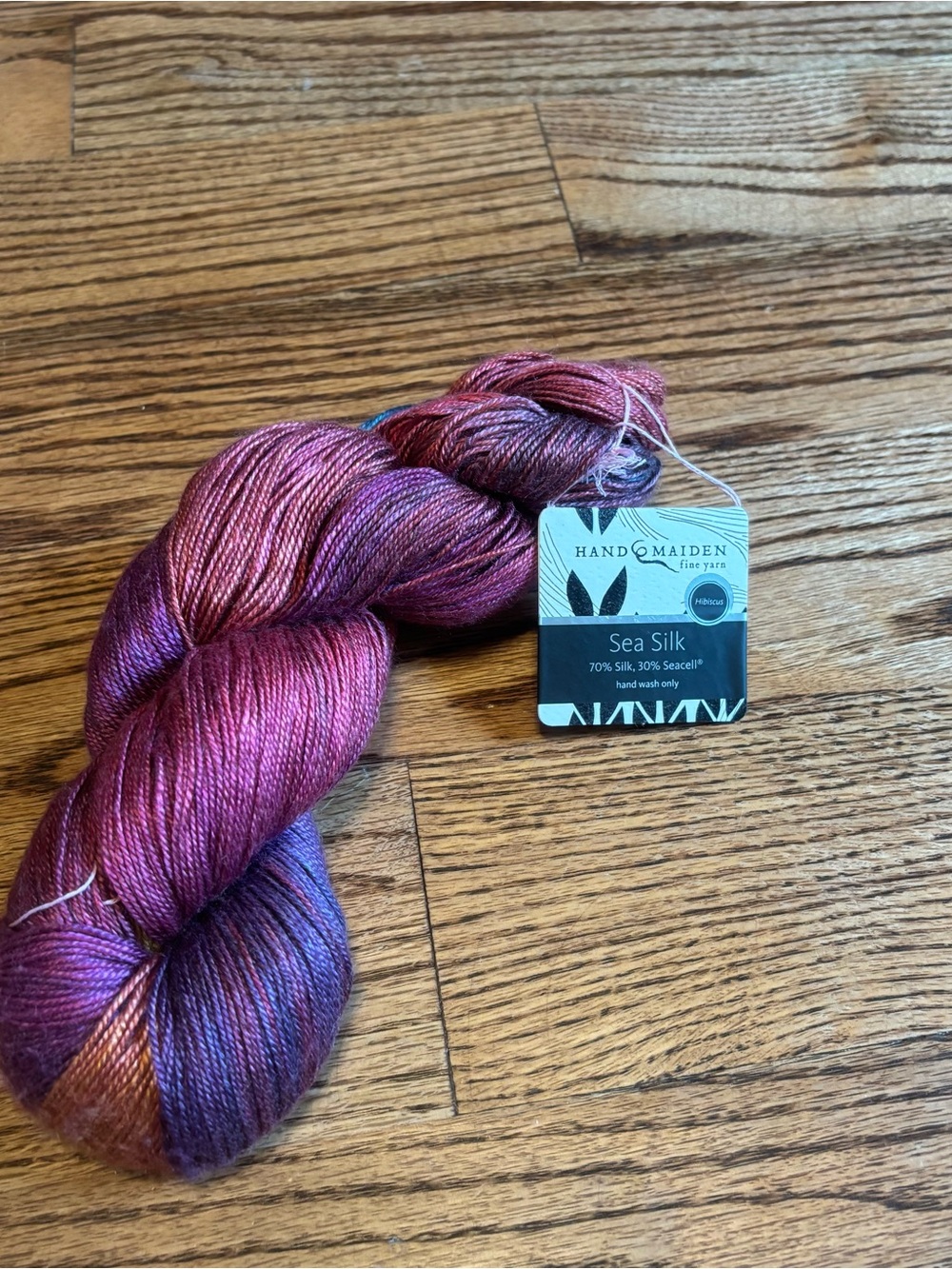 Hand Maiden Yarn Sea Silk 70% Silk 30% Seacell Hibiscus Pink Fingering Knitting